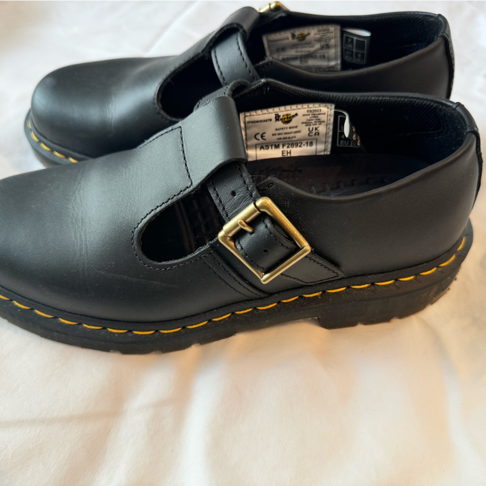 Dr. Martens Black Leather Mary Jane Buckle Shoes - Picture 2 of 5